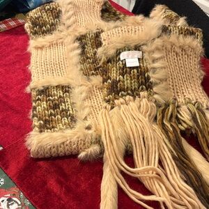 Chunky Knit Scarf with Fringe fur inserts and fringe new will wrap many times